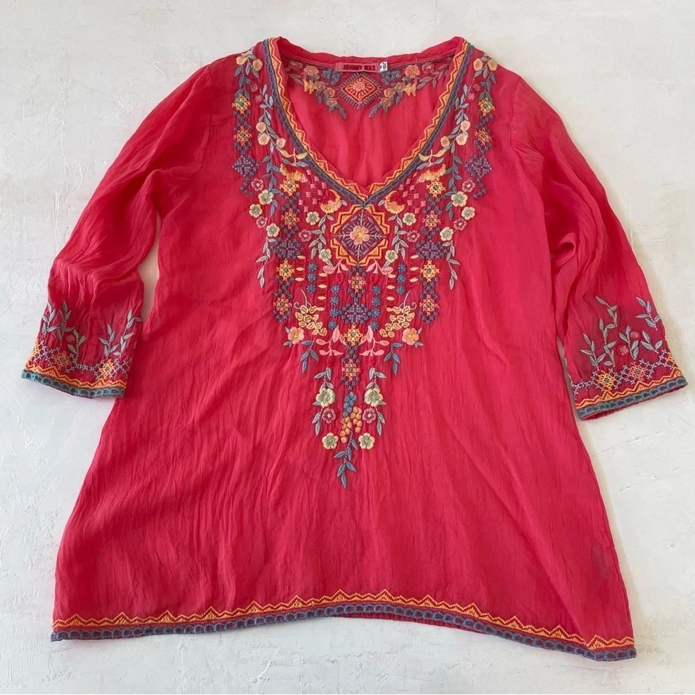 JOHNNY WAS RYLEIGH EMBROIDERED BLOUSE Size XS - Picture 2 of 9
